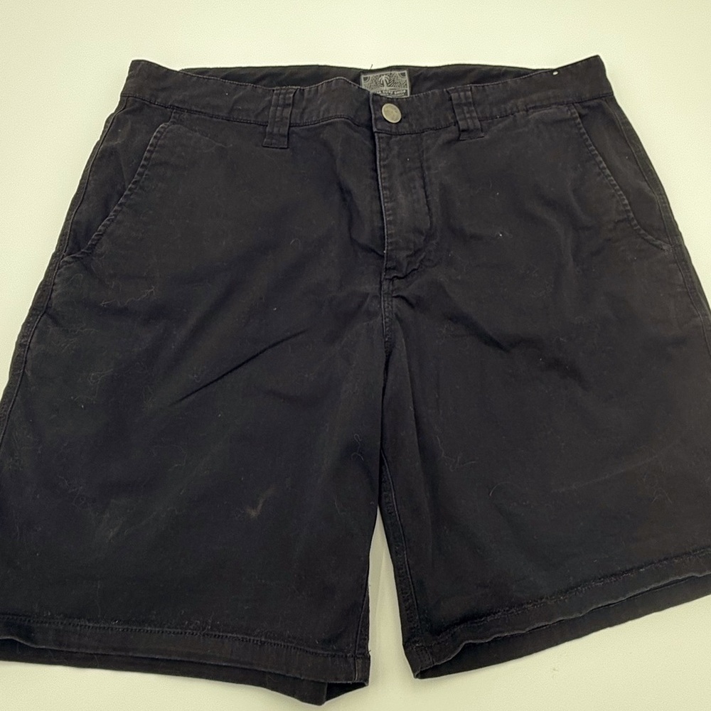Black Flat Front Shorts with Mid-Thigh Length